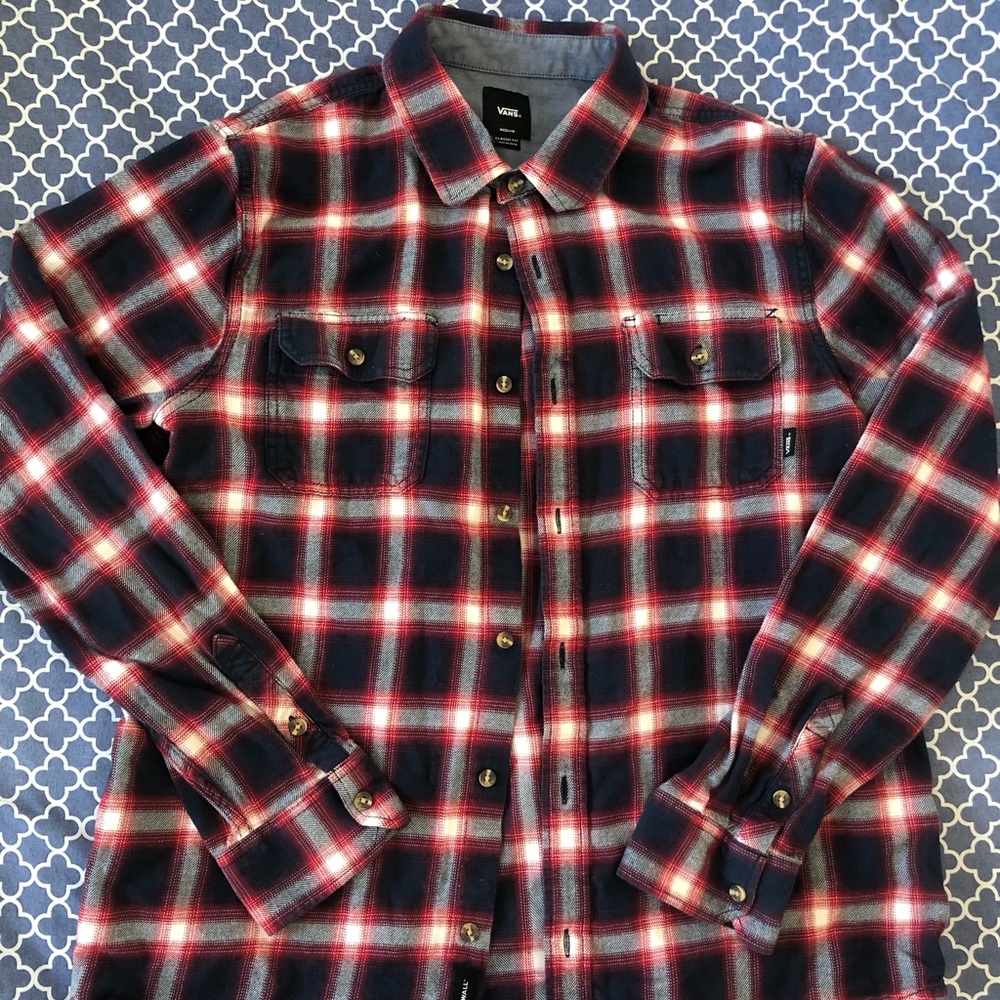 Vans, Men’s M, red/blue flannel